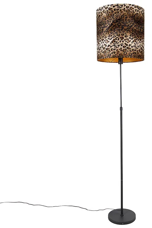 Candeeiro de pé preto com cúpula de padrão de leopardo 40 cm - Parte Clássico / Antigo
