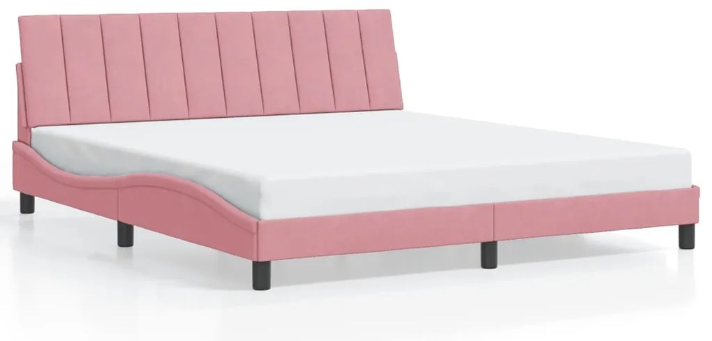 Estrutura de cama c/ luzes LED 180x200 cm veludo rosa