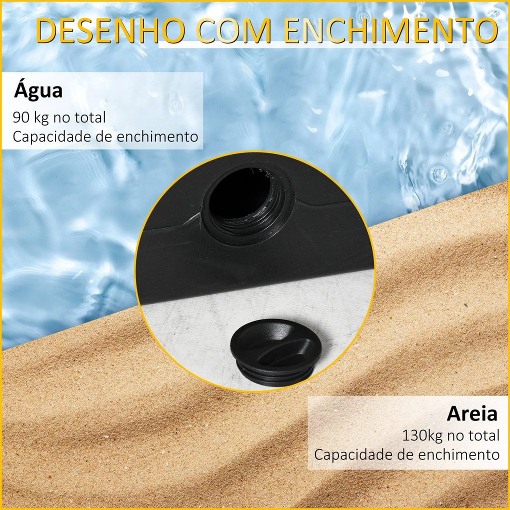Base para Chapéu de Sol de 4 Peças Recarregável com Água 90kg Areia 13