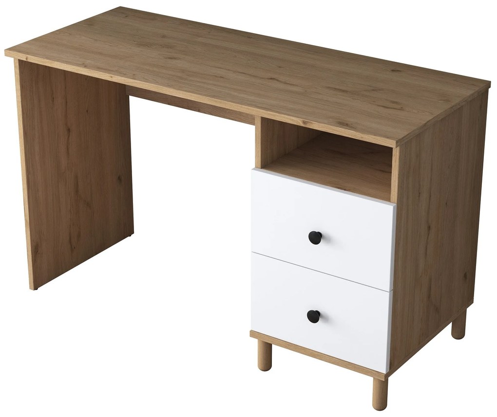 Secretária de Estudo HA109 – Nogueira e Branco – 120x73,8x50 cm