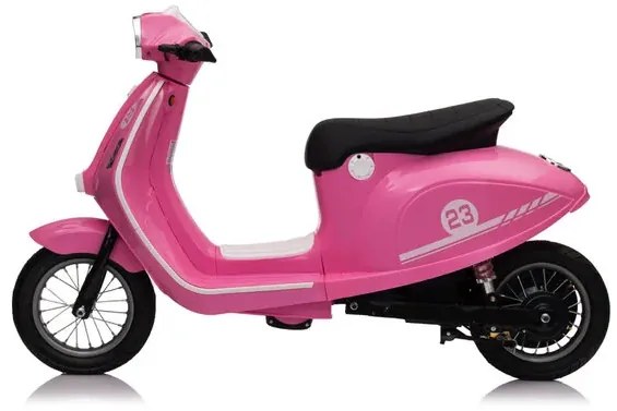 Scooter, Vespa elétrica Crianças 24V com tração de 350 watts, pneus de ar, assento em imitação de couro Rosa