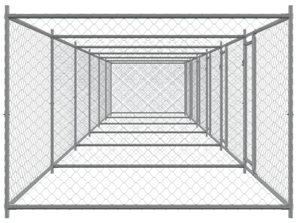 Jaula para cão com portas 12x2x1,5 m aço galvanizado cinzento