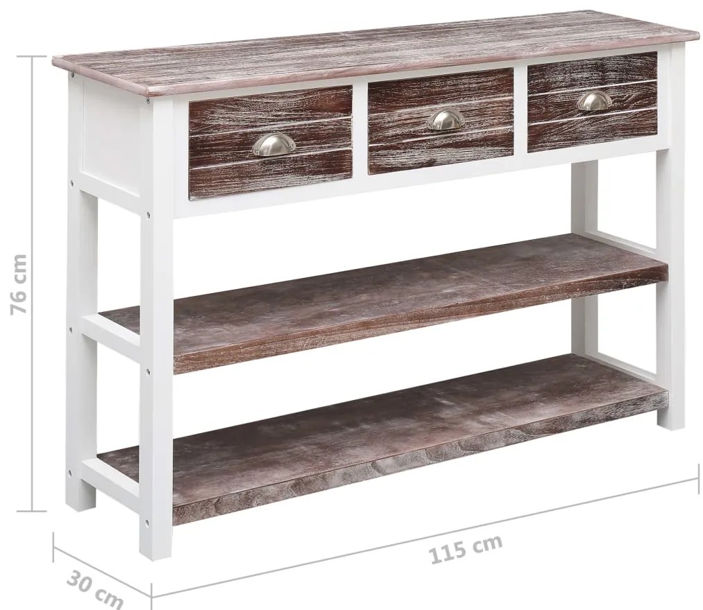 Aparador estilo antigo 115x30x76 cm madeira castanho