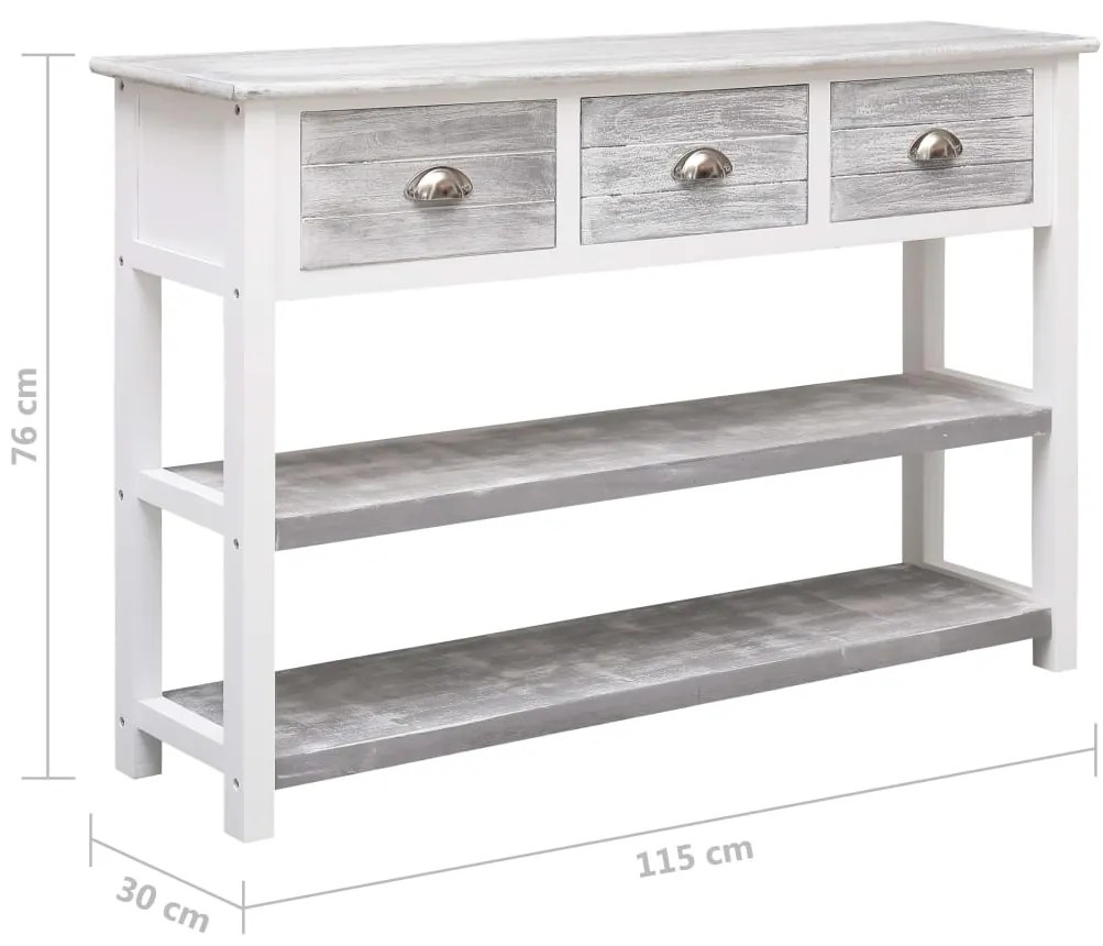 Aparador estilo antigo 115x30x76 cm madeira cinzento
