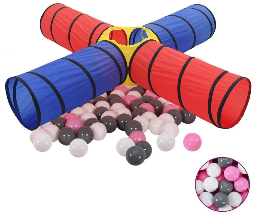 3107711 vidaXL Túnel de brincar infantil c/ 250 bolas multicor
