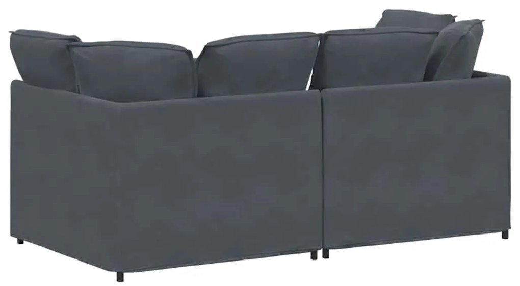 Sofá modular com almofadas veludo cinzento-escuro