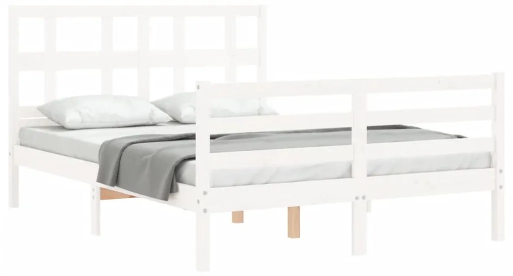 Estrutura de cama com cabeceira 120x200cm madeira maciça branco