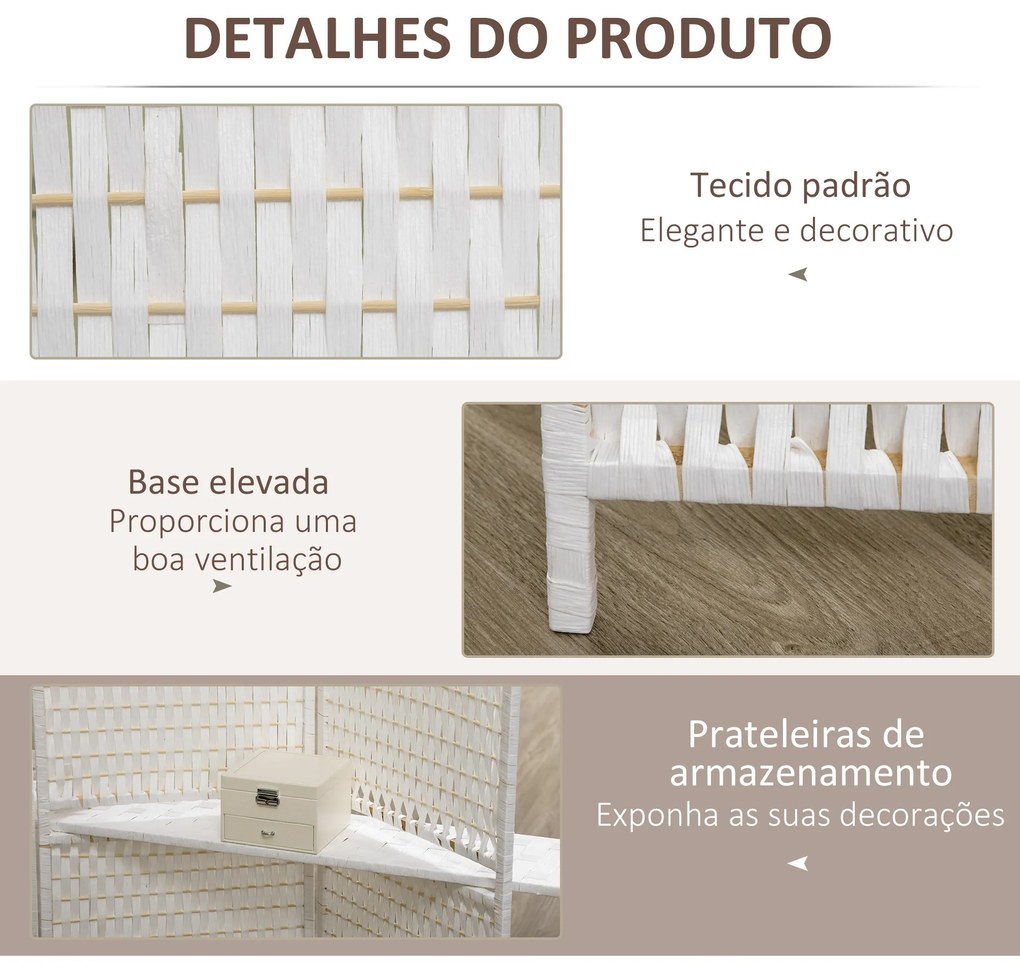 HOMCOM Biombo Divisor de 4 Painéis Dobrável Separador de Ambientes 181