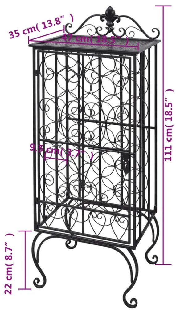 Garrafeira, suporte de metal para 28 garrafas de vinho