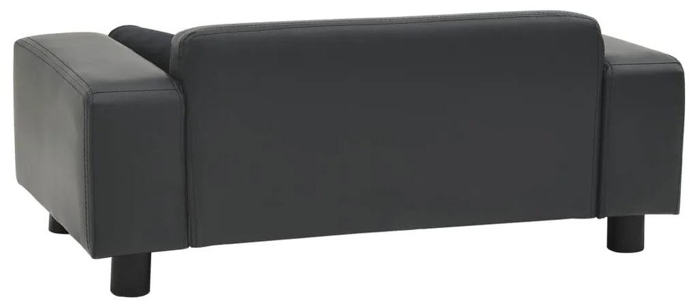 Sofá p/ cães 81x43x31cm pelúcia e couro artificial cinza-escuro