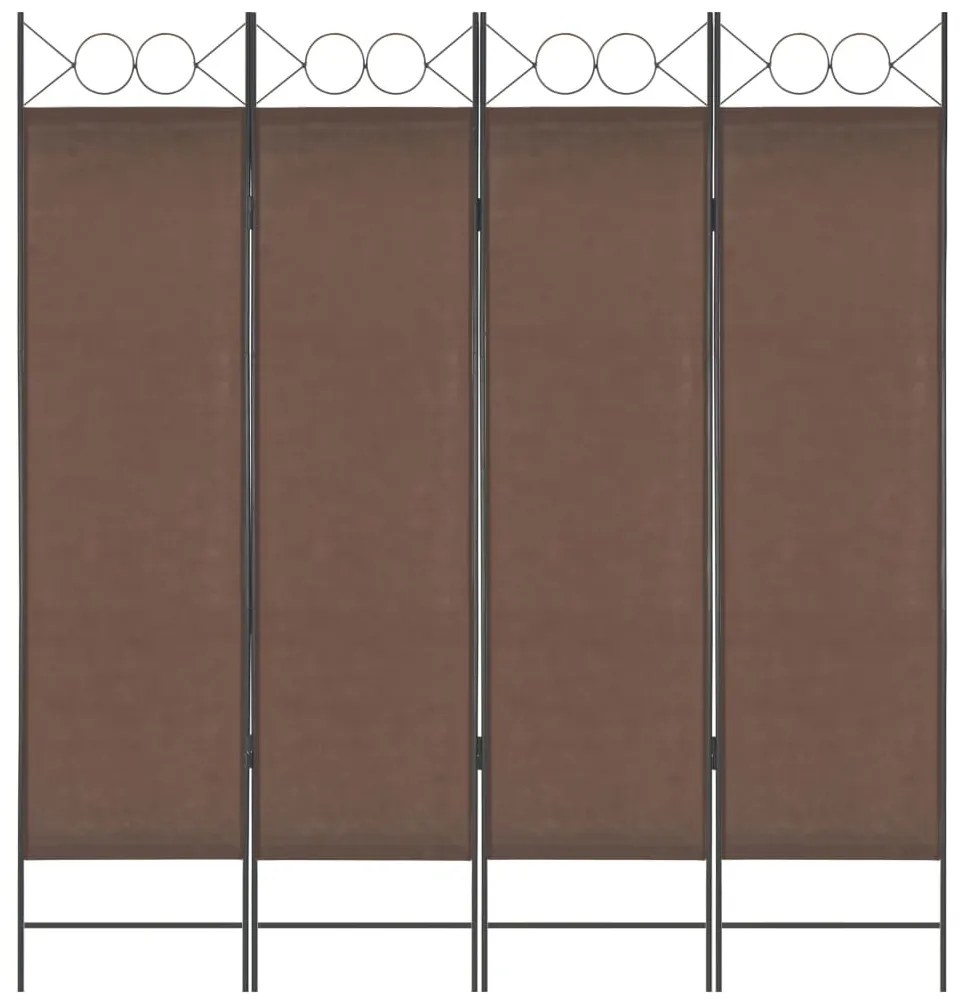 vidaXL Divisória de quarto com 4 painéis 160x180 cm castanho