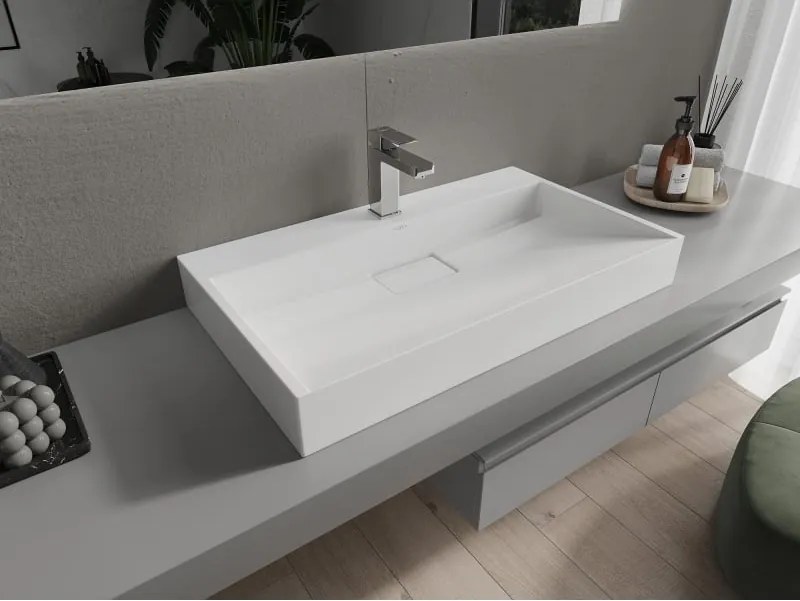 Mexen Ava lavatório de bancada em conglomerado 1/O 80 x 46 cm, branco - 23018001