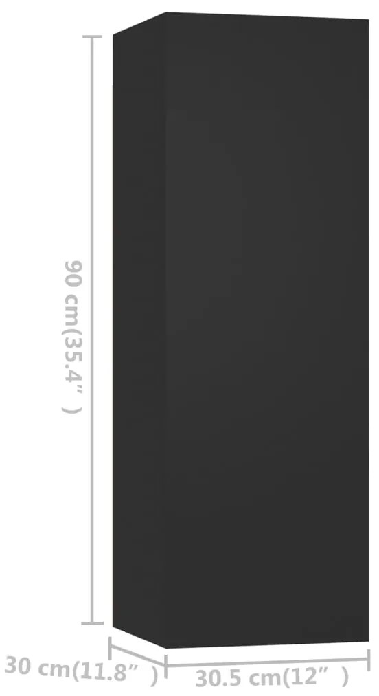 5 pcs conjunto de móveis de TV derivados de madeira preto
