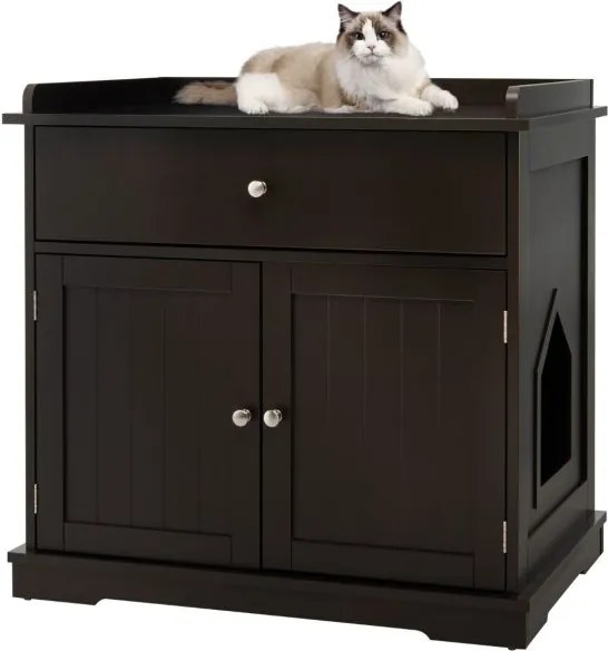 Movel para Caixa de areia para gatos (NÃO INCLUIDA) 76 x 53 x 74 cm com 2 portas Café