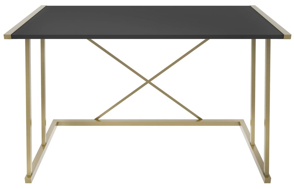 Secretária de Estudo Adelaide - Dourado e Antracite - 114cm x 60cm x 7