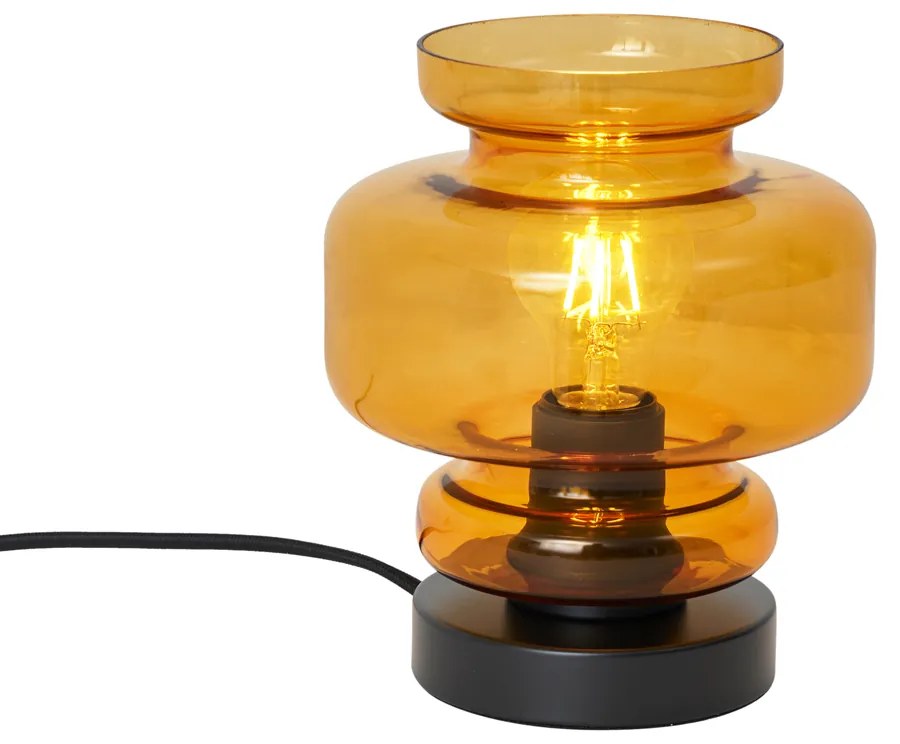 Candeeiro de Mesa Retro Preto com Vidro Laranja - Denise Retro