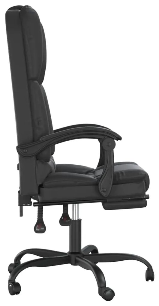 Cadeira escritório massagens reclinável couro artificial preto