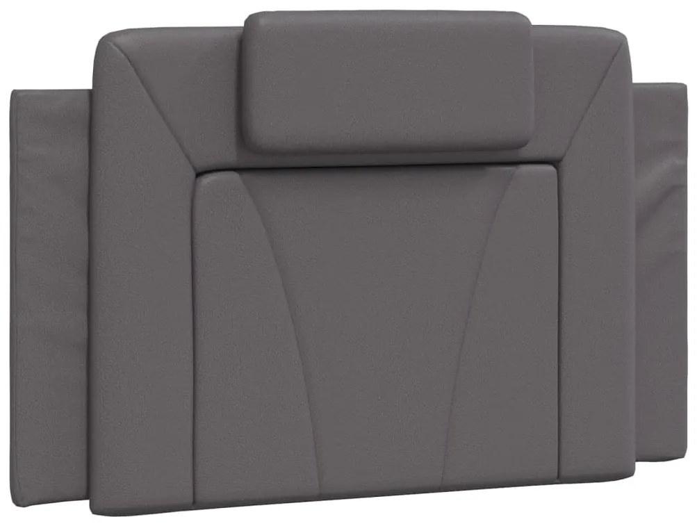 Estrutura cama c/ cabeceira couro artificial 90x190 cm cinzento