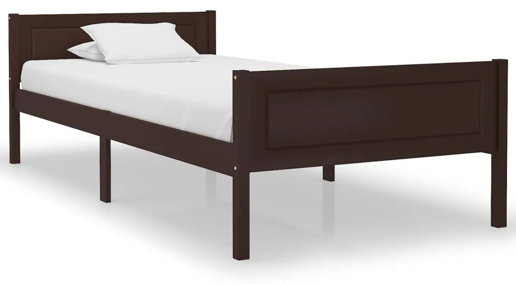 vidaXL Estrutura de cama 90x200 cm pinho maciço castanho-escuro