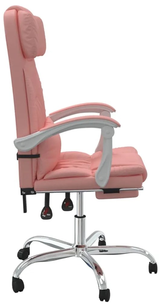 Cadeira escritório massagens reclinável couro artificial rosa