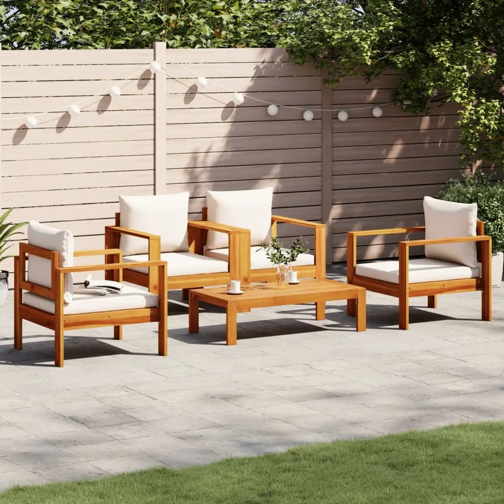 vidaXL 5 pcs conjunto de sofás de jardim com almofadões acácia maciça