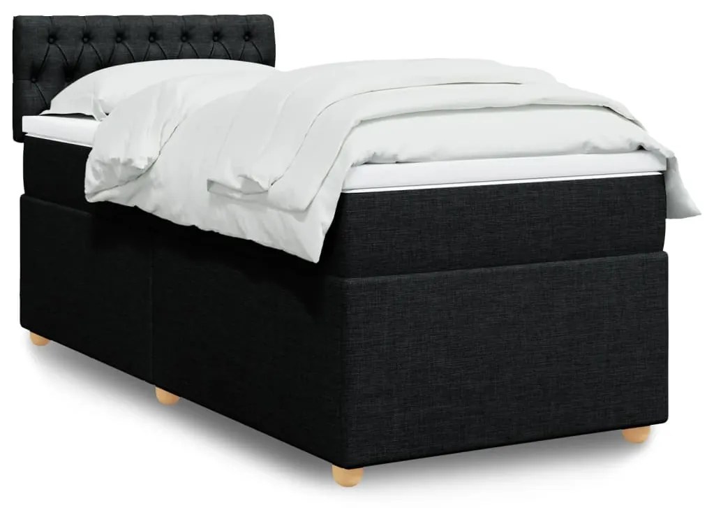 Cama box spring com colchão solteiro tecido preto