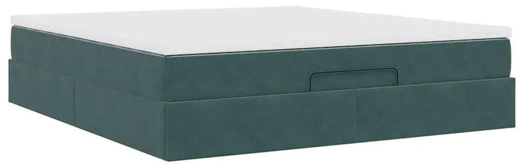 Estrutura de cama otomana com colchão 160x200 cm verde escuro