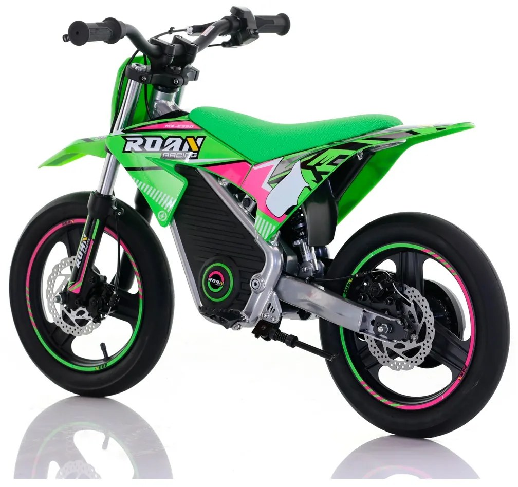 Mini moto elétrica para crianças Minicross 350W Roan MX E350 14/14" Supermotard Verde