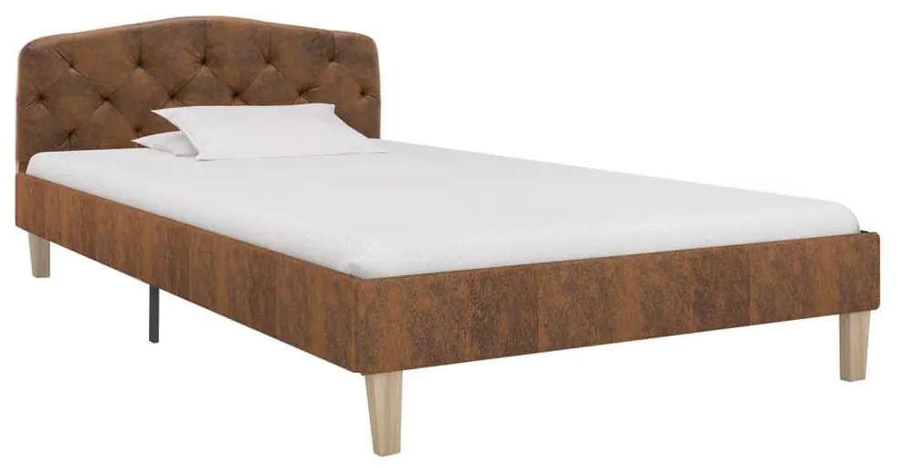 Estrutura de cama 90x200 cm camurça artificial castanho