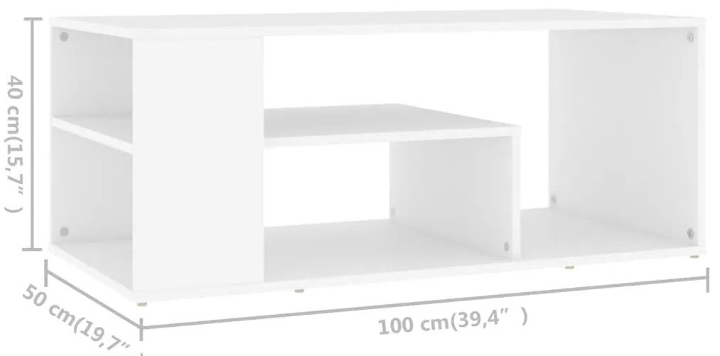 Mesa de centro 100x50x40 cm derivados de madeira branco