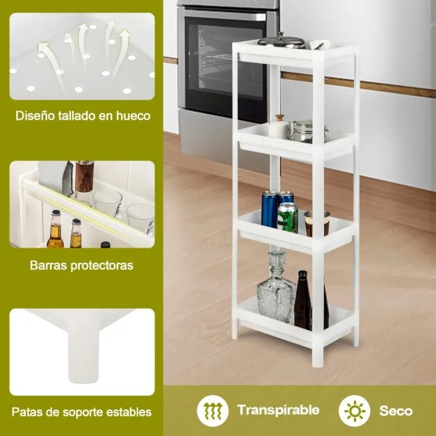 Conjunto de 2 estantes de casa de banho ou cozinha de 3 camadas 36 x 23 x 99,5 cm branco