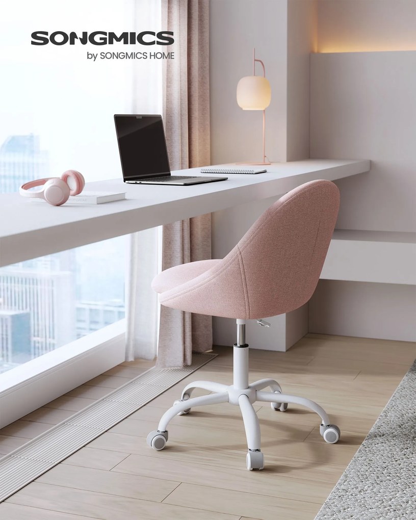 Cadeira para escritório 60 x 60 x (80-90) cm, ajustável em altura, rosa