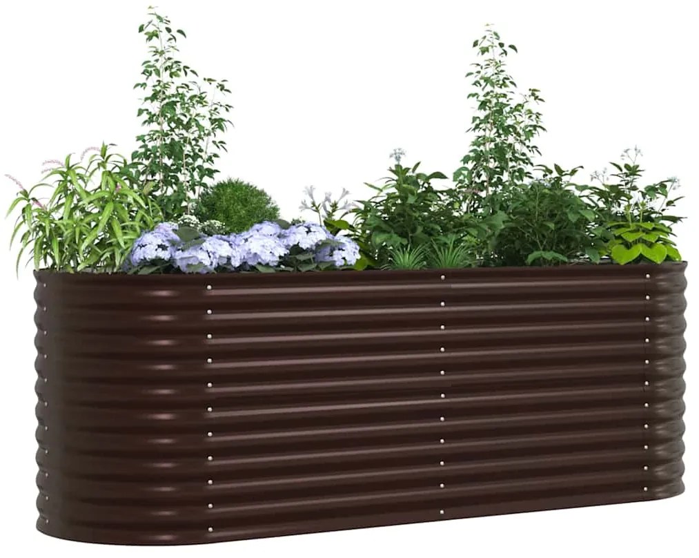 Canteiro Elevado de Jardim Castanho vidaXL 240x80x81 cm em Aço Galvani