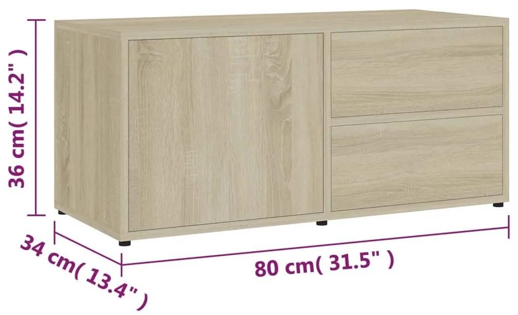 Móvel de TV 80x34x36 cm derivados de madeira carvalho sonoma