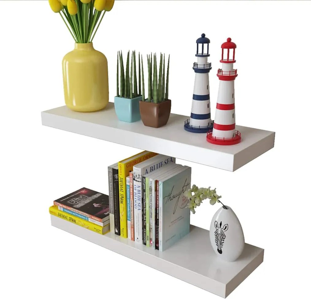 Prateleiras de parede para livros/DVD MDF branco