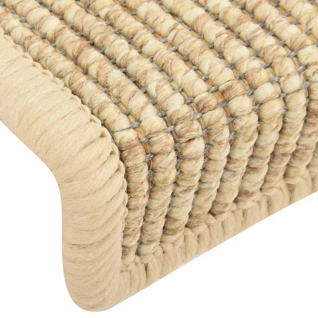 Tapetes escada adesivos aspeto sisal 15pcs 65x21x4 cm bege