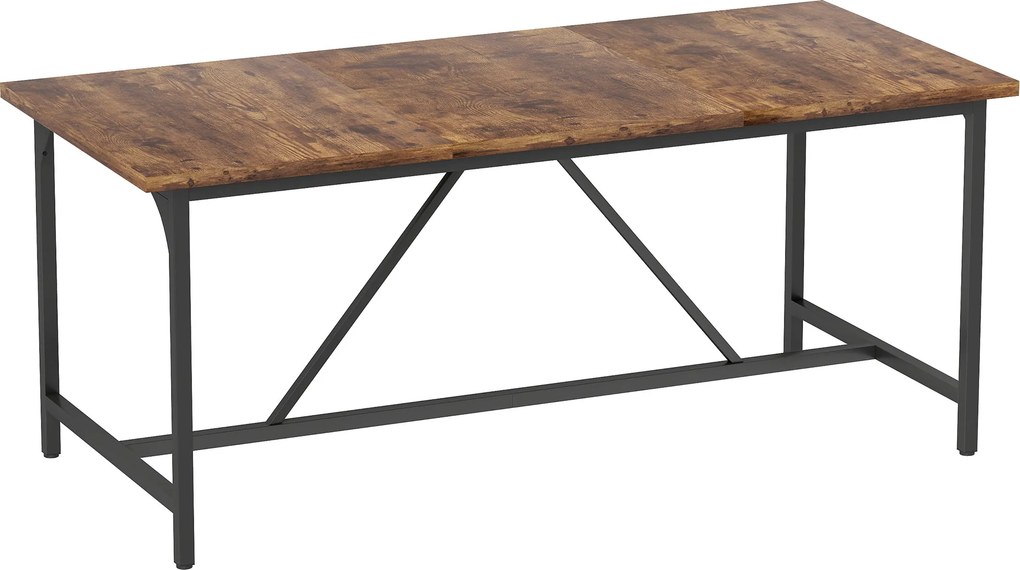 Mesa de Refeição Retangular para 6-8 Pessoas (CADEIRAS NÃO INCLUIDAS) Industrial com Pés de Metal 180x80x75,5 cm Castanho Rústico