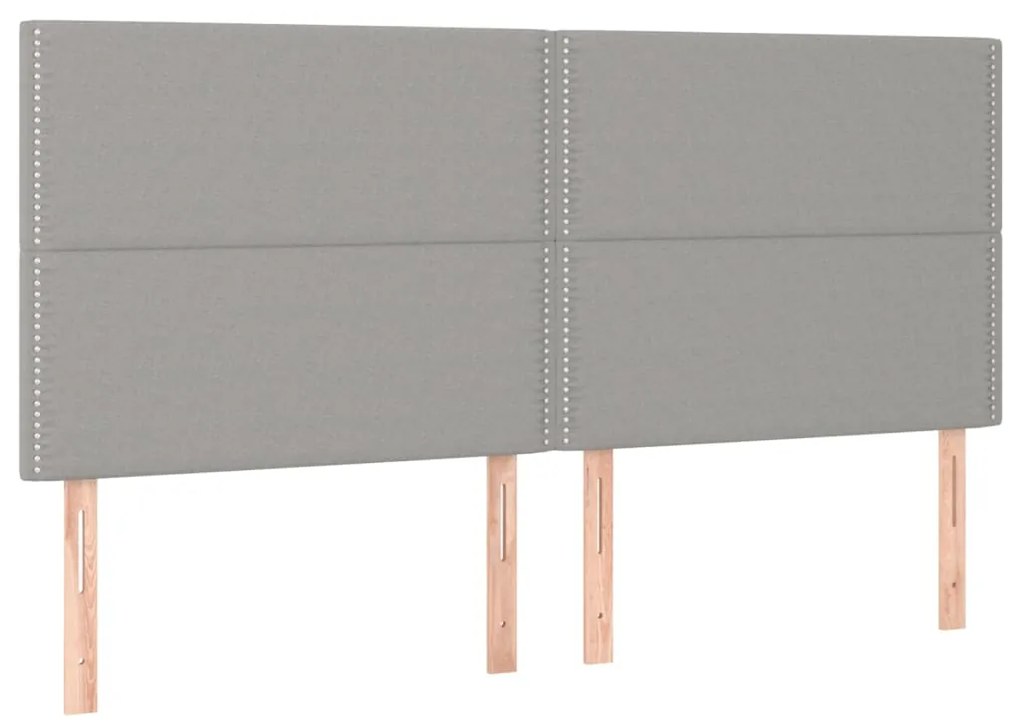 Cabeceira de cama c/ LED tecido 160x5x118/128 cm cinza-claro