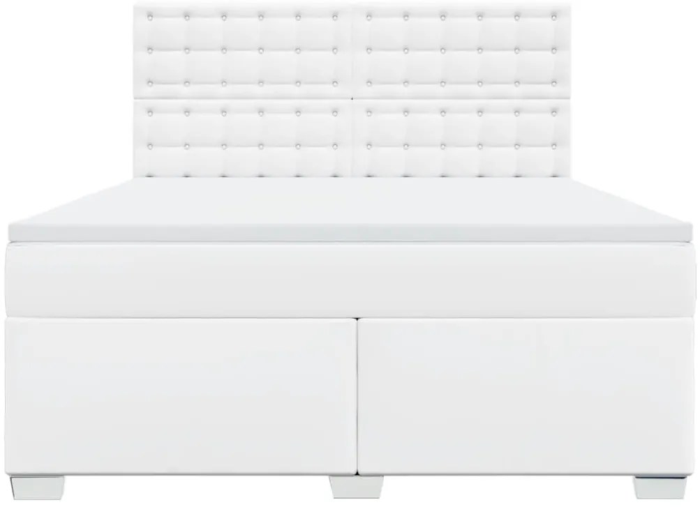 Cama com molas/colchão 180x200 cm couro artificial branco