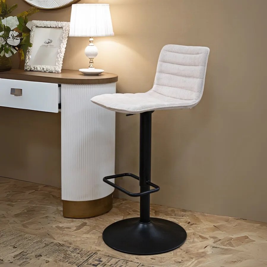 CONJUNTO 2 BANCOS DE BAR COM ELEVAÇÃO ALTA 43X49,5X85,5-107 (ASSENTO CM 61-82,5 CM) BRANCO
