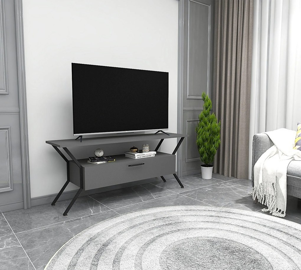 ****  
Móvel TV Tarz – Antracite – 124 cm x 54 cm x 35 cm

**