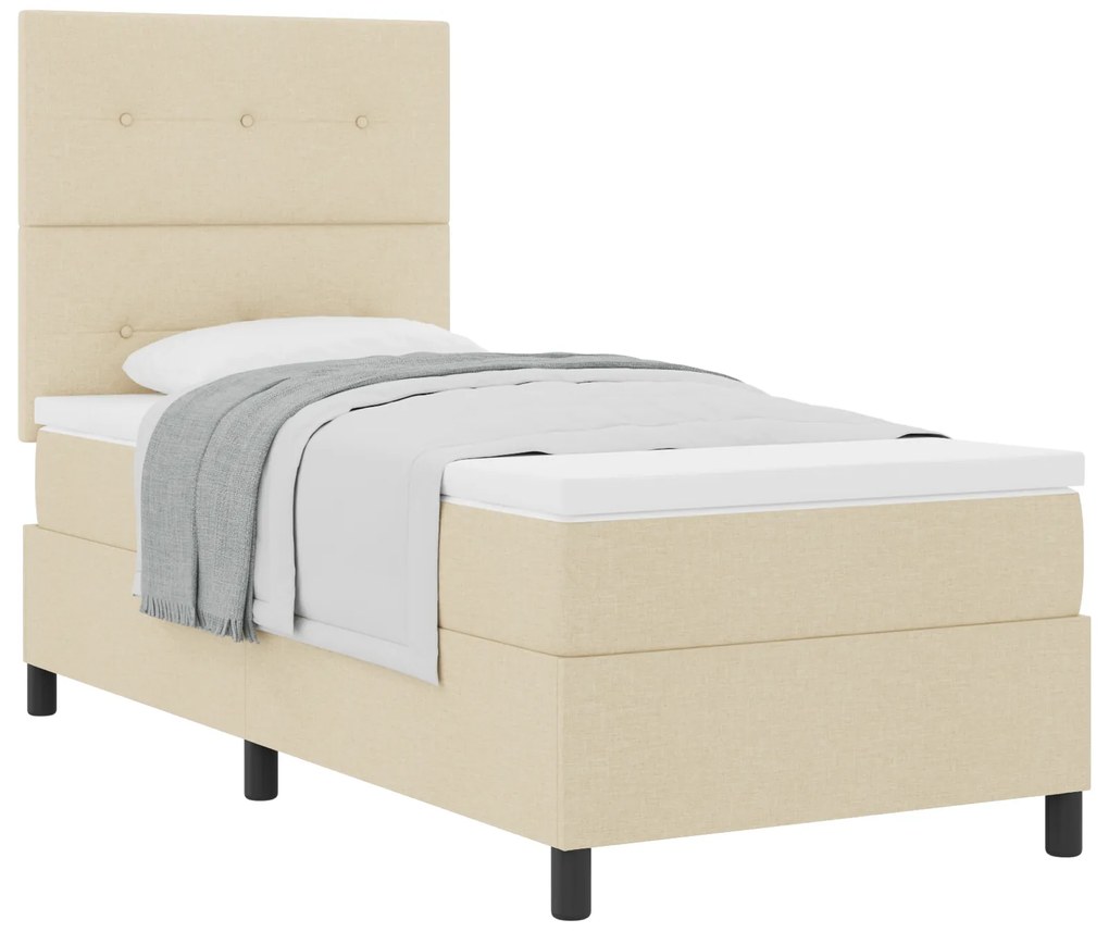 Cama Box Spring Creme com Colchão 80x200 cm Tecido