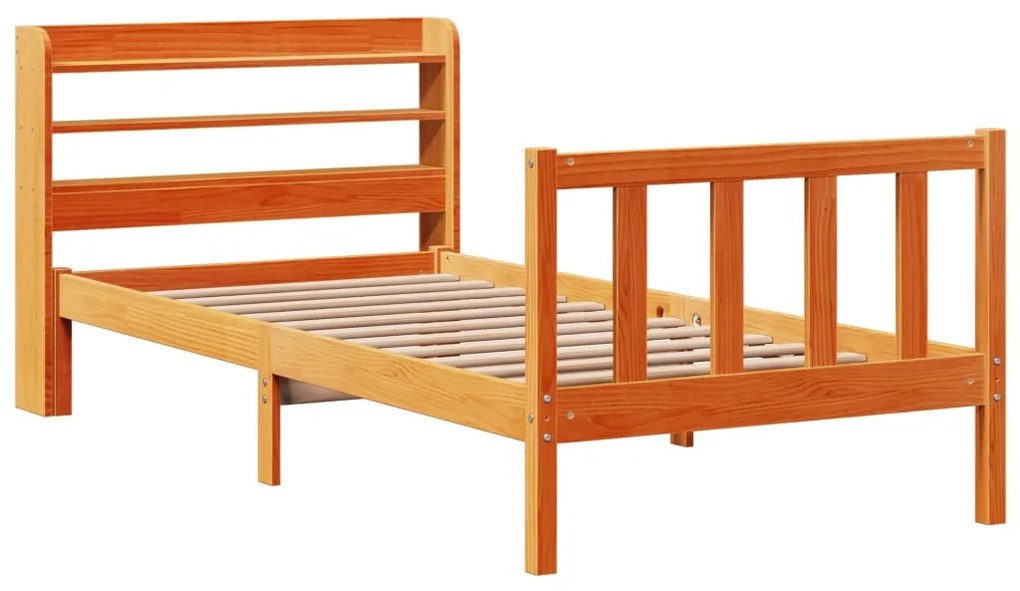 Estrutura cama c/ cabeceira 75x190 cm pinho maciço castanho-mel