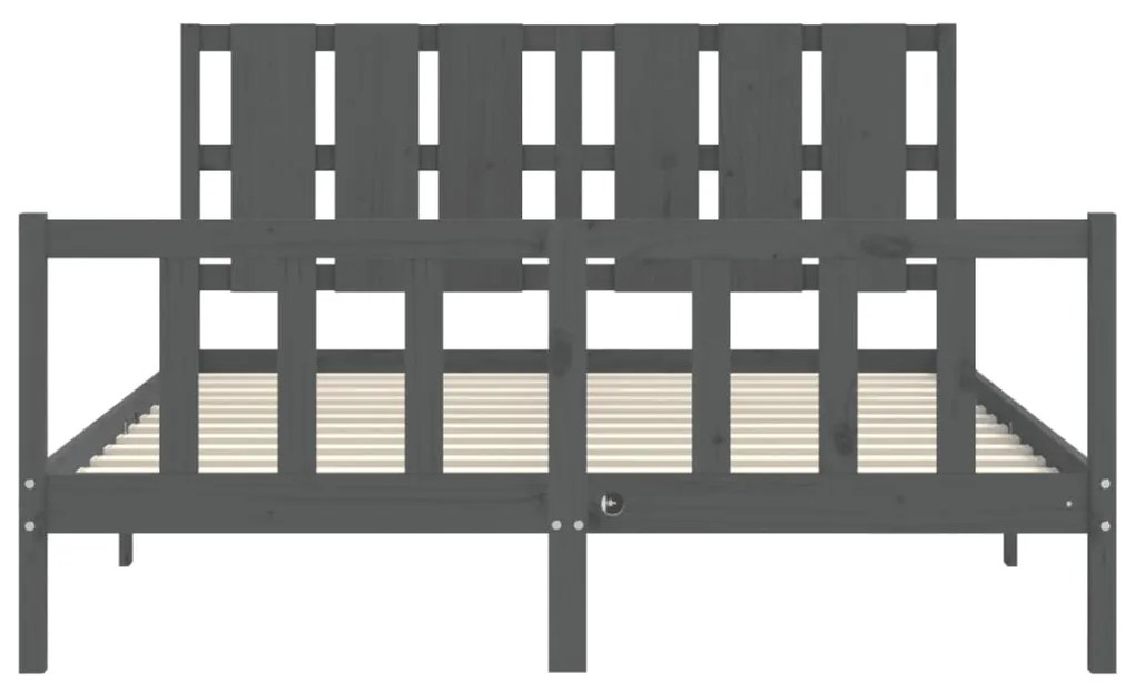 Estrutura de cama King Size com cabeceira madeira maciça cinza