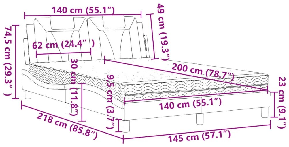 Cama com colchão 140x200 cm couro artificial cappuccino