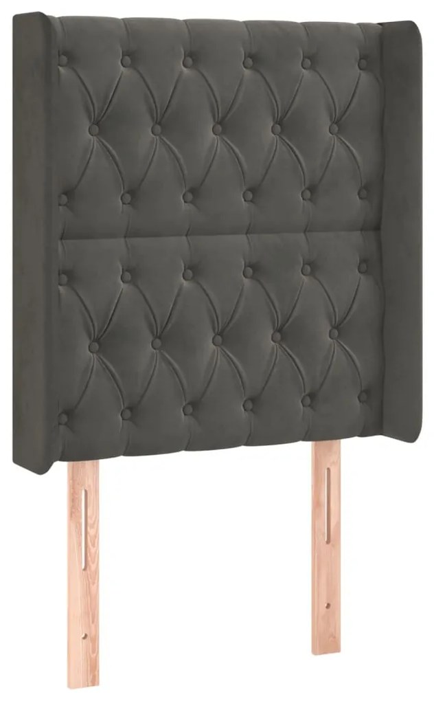 Cabeceira cama c/ luzes LED veludo 83x16x118/128cm cinza-escuro