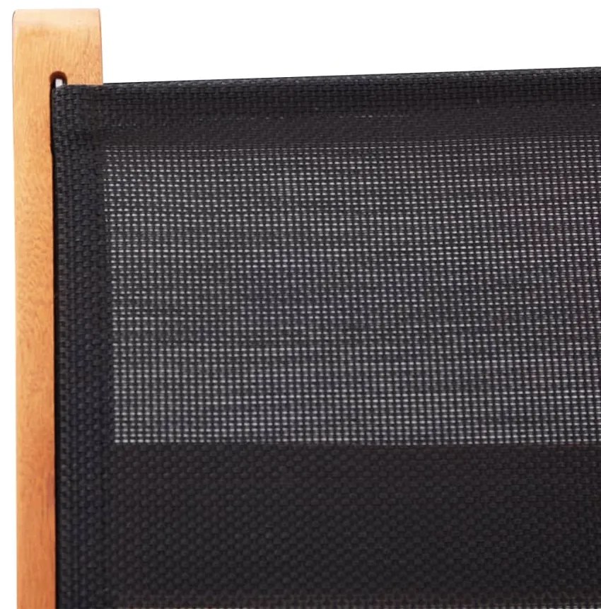 Cadeiras jardim dobráveis 2pcs eucalipto maciço/textilene preto
