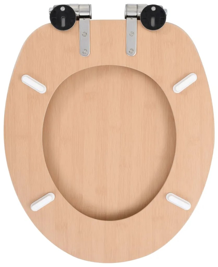 Assentos sanita 2 pcs c/ tampas fecho suave MDF design bambu