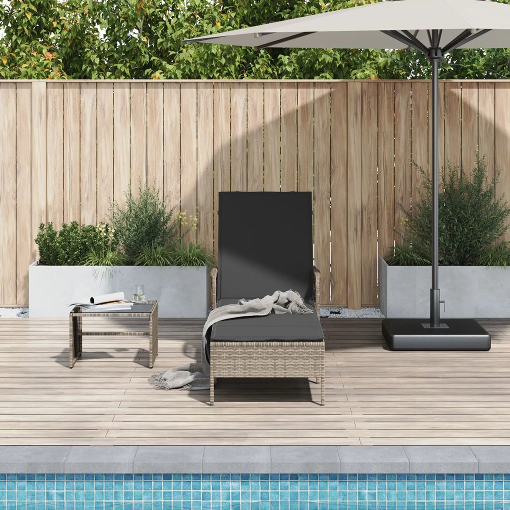 Espreguiçadeira Cinza e cinza escuro Vime PE 157 x 55 x 92 cm