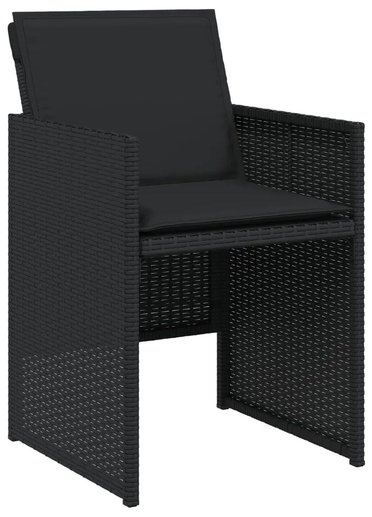 17 pcs conjunto de jantar p/ jardim c/ almofadões vime PE preto